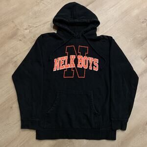 Nelk Boys Full Send Hoodie Men's Medium M Black Orange Logo Spell Out Sweatshirt